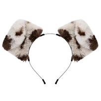 Floppy Dog Ear Headband with Two Plush Ears, Adjustable Positions and Detachable Ears for Halloween and Party Costumes white