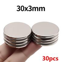 30x3mm Super stiprus neodimio magnetas N35 NdfeB Nuolatinis magnetinis imanes Apvalūs galingi magnetai Šaldytuvo magnetas