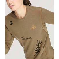 Adidas X Song For The Mute Spalvų Blokų Megztinis Apvalia Kaklo Šiltas Ilgomis Rankovėmis Bėgimo Marškinėliai Moteriški Viršutiniai Drabužiai KS7180 S beige