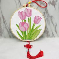 Tulip Cross Stitch DIY Thread Painting for Children's Room Tulip