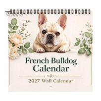 Thick Paper Planner 2027 French Bulldogs Wall Calendar, Jan.2027 - Dec.2027 12 Monthly Planner, Cute Academic Year Organizer Dogs Hanging Calendar for A beige