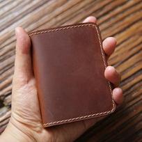 Rankų darbo odinės kortelių laikiklio rankovės vyrams Vintage Short Handcraft Slim Small Man Card Piniginė vairuotojo pažymėjimo dėklas brown