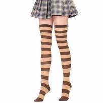 1 pora aukštos kokybės ilgų populiarių mergaičių kojinių, Cosplay medvilninių dryžuotų saldžių kojinių, mielos virš kelių, virš kelių, moteriškos šlaunų aukščio, papuošalų aksesuaras 34 beige