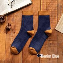 Men’s Mid-Calf Winter Cotton Socks - Thick, Anti-Odor, Warm Size 40-44 džinsinio mėlyna spalva