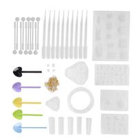 141Pcs DIY Crystal Epoxy Tool Set Pendants Jewelry Crafts Hand made Silicone Molds white