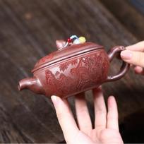 200ml Yixing Purple Clay Teapots Handmade Large Caliber Pot Raw Ore Wood-fired Porcelain Mud Kettle With Filter Zisha Tea Set brown
