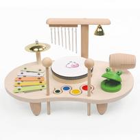 Vaikų būgnų rinkinys Mediniai muzikos instrumentai Mažyliams Kūdikiams Darželinukams Edukaciniai muzikiniai žaislai Montessori žaislai Vaikams nuo 3 iki 6 metų beige