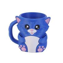 Blue Cat Ice Cream Cup Holder for 16 Oz Pints Ice Cream Cooler Container with Built-In Snack Drawer And Matching Spoon Comfortable Grip Soda And Beer blue