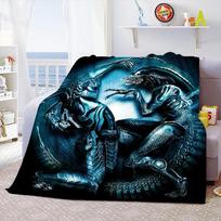 Svetimi filmo minkštas pledas Kosminio monstro margintas lovatiesė Sofos užvalkalai Kelioninis stovyklavimo pledas Vaikų suaugusiųjų dovana 75x90cm blue