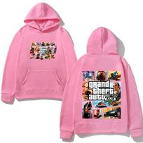 Grand Theft Auto V žaidimo spaudinių gobtuvai Naujo stiliaus anime spaudinio rudens džemperis su gobtuvu animacinis pūkinis minkštas gobtuvas XS rožinė