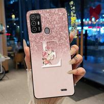 Case For ZTE Blade A52/Optus X Tap 2 Black and Pink Shiny Starry Sky Letter For ZTE Blade A52 Lite Soft Black Anti-scratch Case ZTE Blade A52 black