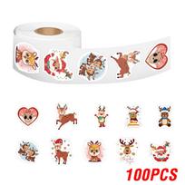 100-500pcs Merry Christmas Stickers Reindeer Christmas Tag For Envelope Sealing Gift Decor Shop Product Packaging Stickers white