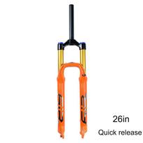 BADGER MTB Air Suspension Fork 140mm Travel - Aluminum Magnesium Alloy for Men's Bicycles 26/27.5/29in Bicycle Shock Accessory 26in SM no damping Q orange