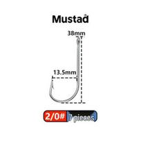 Mustad 34007 Didelis jūros vandeniui atsparus dygliuotas ilgo kotelio jūros arkliuko žvejybos kabliukas black