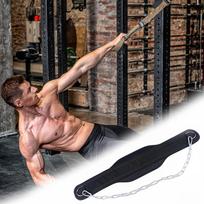 Weight Lifting Belt with Chain Neoprene Weightlifting Back Support Strap Weight Lifting Dip Belt for Weightlifting Pull Ups Dips China Mainland black
