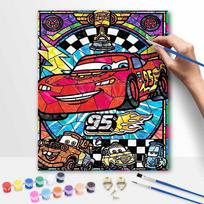 Disney Lightning McQueen Cars Stained Glass Style Oil Painting Kit Home Decor Gift 40x50cm red