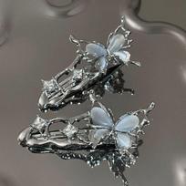 Irregular Liquid Metal Hairpin Butterfly Zircon Hair Clips Girl Bang Clip for Women Hair Accessories Fashion Silver Blue New gray