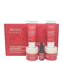 Jovees Herbal Alpha Arbutin & Niacinamide Anti Pigmentation & Blemishes Facial Kit | For Pigmentation & Blemishes | For Multiple Use | Improves Une pink