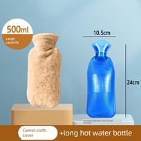 Hot Water Bottle, Long Strip-Shaped U-Shaped Heating Pad for Neck and Back, Specifically Designed for Cervical and Lumbar Areas, Water-Filled Long 500ML chaki