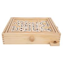 Wooden Maze Board Steel Ball Balances Maze Board Game Educational Learning Toy Gift beige