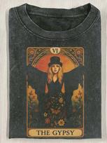 Gypsy Card 230g Washed Tshirt  Stevie Inspired Boho Rock Style Crew Neck Slight Stretch Fabric Regular Fit Casual Allseason Wear For Men M brown