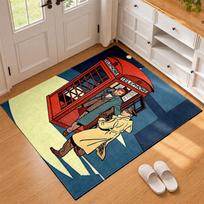 Blake and Mortimer Carpet Door Mat for Living Room or Bedroom Protective Mat Under Chair Office Decoration Christmas Gift Birthday Present 40cmx60cm brown