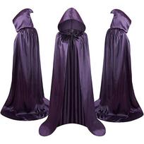 Halloween Costume Cape Adults Pets - Hooded Satin Cloak In Black Red Purple Green Vampire Grim Reaper Cosplay Pet: Back Length 40cm blue
