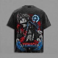 Manga BLEACH Yhwach Retro T Shirt Harajuku Vintage Washed Streetwear Men Clothing Casual Oversized High Quality Cotton T-shirt S black