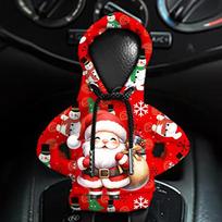 2pcs Santa Claus Car Gear Shift Cover, Mini Hoodie Car Gear Shift Cover, Car Interior, Holiday Decoration, Suitable for Most Car Models raudona