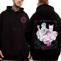 Anime JoJo Bizarre Adventure Hoodies Kira Yoshikage Killer Queen Sweatshirts Men Women Clothing Fashion Casual Comfort Pullovers S black
