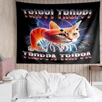 Italian Brainrot characters5 Tapestry for Bedroom Aesthetic Classroom Tapestries Wall Hanging for Living Room Dorm Office,Ideal Creative Gift 100cmx150cm gray