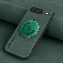 For Google Pixel 9A 10A 9 10 11 ProXL Case Retro Suede Leather Frosted Cover 360° Magnetic Fold Ring Stand Case Silicone Bumper Google Pixel 10 žalia