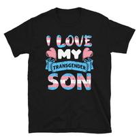 I Love My Transgender Son T Shirt Lgbtq Pride Trans Parent Support Casual Vintage Washed Stretched Graphic Soft Unisex 4XL blue