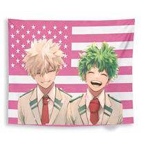 My Hero A-Academia M-Midoriya & B-Bakugo Anime Tapestry - Wall Hanging with Free Installation Kit for Bedroom Living Room Office 130X150CM
