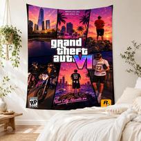 Grand Theft Auto Retro Tapestry Psychedelic Art Suitable for Bedroom Reading Corner Living Room Multipurpose Hand Painted Style 180cmx230cm