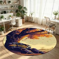 Warhammer 40K Printed Round Crystal Velvet Rug Soft Non Slip Floor Carpet For Bedroom Holiday Gift 100cmx100cm