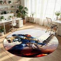 Warhammer 40K Printed Round Crystal Velvet Rug Soft Non Slip Floor Carpet For Bedroom Holiday Gift 100cmx100cm
