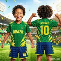 Neymar Nr. 10 Brazilijos gerbėjų futbolo marškinėlių ir šortų 2 dalių komplektas, greitai džiūstanti kvėpuojanti futbolo uniforma, vaikams, atitinkantis gimtadienio dovana 160