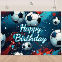 Soccer Happy Birthday Banner Backdrop 5X3Ft 70.9x43.3inch/180*110cm