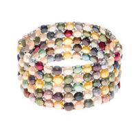 Bracelet - PEARLS & COLORS - 5 Rows - Multicolored 3-4 mm Freshwater Pearls - 925 Sterling Silver - AAA+ Quality
