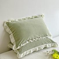 Žieminės storos pieno aksomo koralų vilnos pagalvių užvalkalai su raukšlėmis - Vienspalviai Pillowcase Pair: 48*74cm each beige