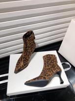European and American Spice Girls Sexy Leopard Print Pointed Suede Skinny Heel Short Boots Skinny Boots High Heel Fashion Boots 40 leopardas