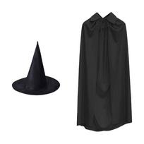 Raganos apsiausto kostiumas Raganos skrybėlės rinkinys Helovino apsiausto kostiumas Raganos persirengimo apranga Vaikui Paaugliui Suaugusiam Cosplay, Vaidmenų žaidimas black