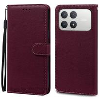 F8 Pro Case For Xiaomi Poco F8 Pro Case Flip Leather Wallet Cover For Poco F8 Pro Case Stand Book Phone Cover Coque Fundas Poco F8 Pro vyno raudonos spalvos