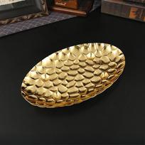 1PC Handmade Wrought Iron Storage Tray Golden Hammer Texture Three Feet Stable Support Elegant Integration of Home Decoration and Practical Storage auksas