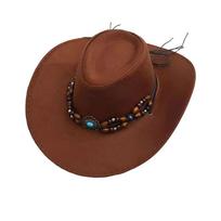 Artificial Suede Western Cowboy Hat Tibetan Style Roll Brim Cowgirl Cap  Outdoor Riding ruda