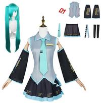 Anime Veikėjo Kostiumas Drabužiai Hatsune Anime Drabužiai Cosplay Drabužiai Sijonas Tas pats Kostiumas Perukas Aksesuarai Helovinas XXXL mėlyna