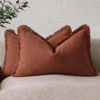2 dekoratyvinių lininių kutuotų juosmens pagalvių užvalkalų rinkinys Boho sodybos stiliaus pagalvės užvalkalas su kutais Minkštas užvalkalas sofai 30x50cm