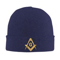 Custom Gold  Freemason Logo Bonnet Hat Hip Hop Knit Hat Unisex Women Unisex Adult Masonic Mason Winter Warm Skullies Beanies Caps One Size blue