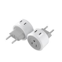 Type C adapter plug for use in Korea and Europe  2-prong outlet (compatible with both 2-pin and 3-pin plugs) white